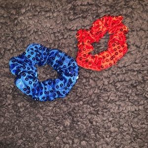 Blue and red Sparkle Scrunchies